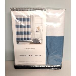 Shower Curtain Tommy Hilfiger Blue Denim Look Cabana Stripe 72 x 72 Nautical